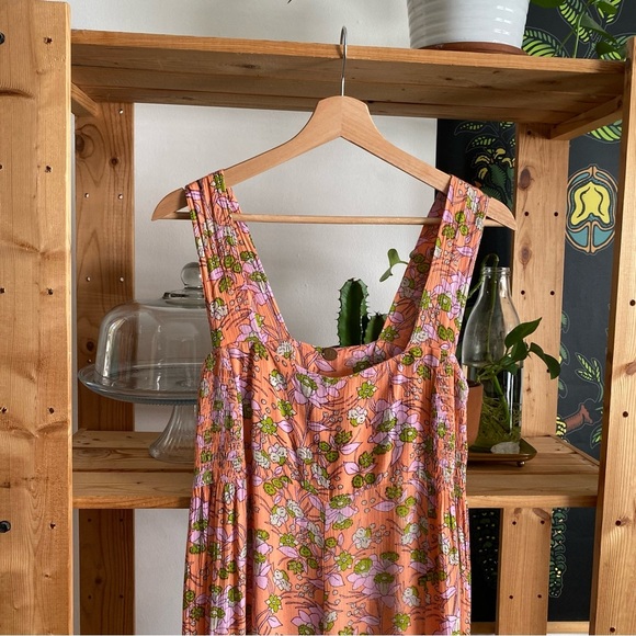 Free People Orange Floral Wide Leg Aloha Jumpsuit M - Picture 5 of 16